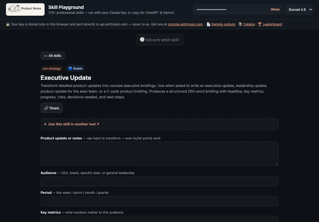 Compare mode β the same prompt with and without the skill, side by side